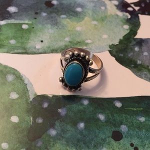 vintage sterling turquoise size 6 ring